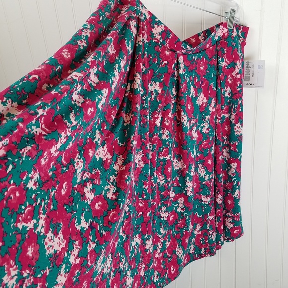 LuLaRoe Madison Pink & Teal Abstract Floral Skirt - Picture 3 of 5